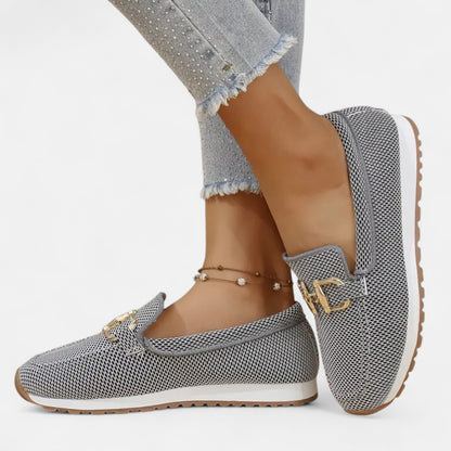 AlignWalk | Women’s Slip-On Loafers – Gold Detail, Lightweight All-Season Comfort