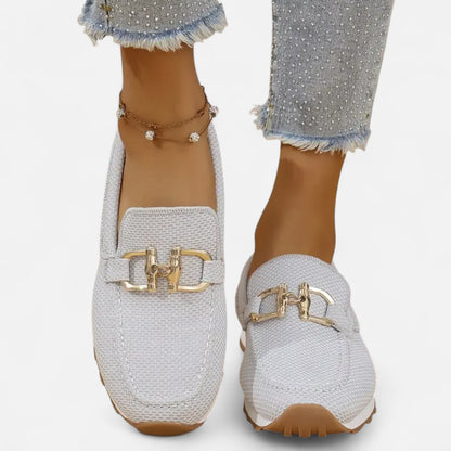 AlignWalk | Women’s Slip-On Loafers – Gold Detail, Lightweight All-Season Comfort