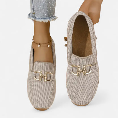 AlignWalk | Women’s Slip-On Loafers – Gold Detail, Lightweight All-Season Comfort