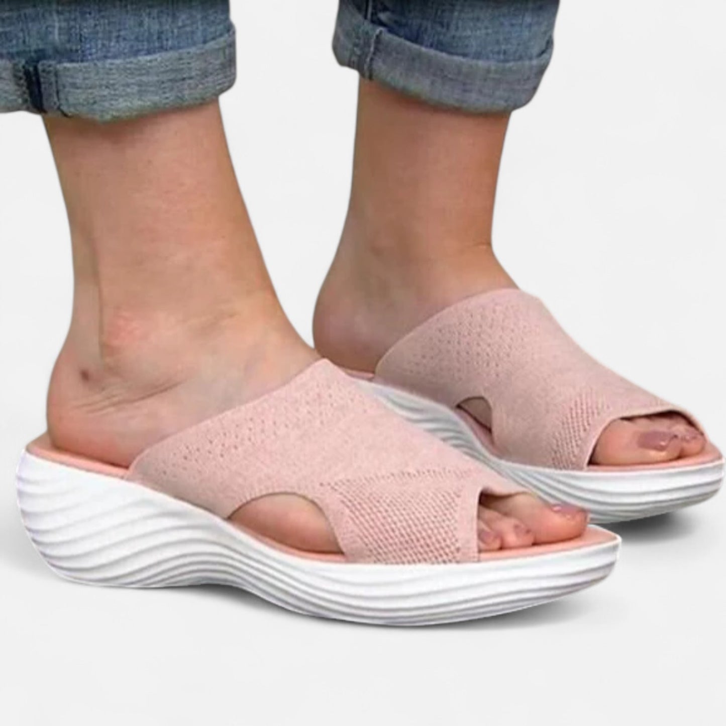 AlignWalk | Women’s Knitted Slide Sandals – Flexible Fit, Active Comfort