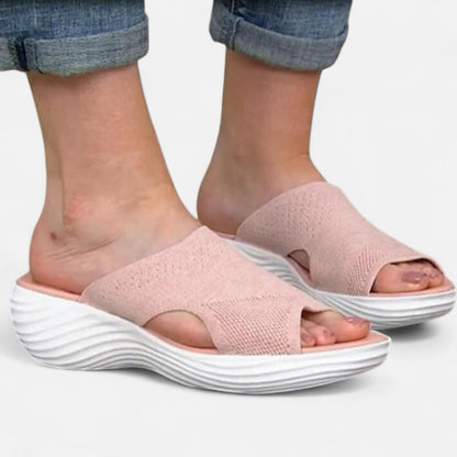AlignWalk | Women’s Knitted Slide Sandals – Flexible Fit, Active Comfort