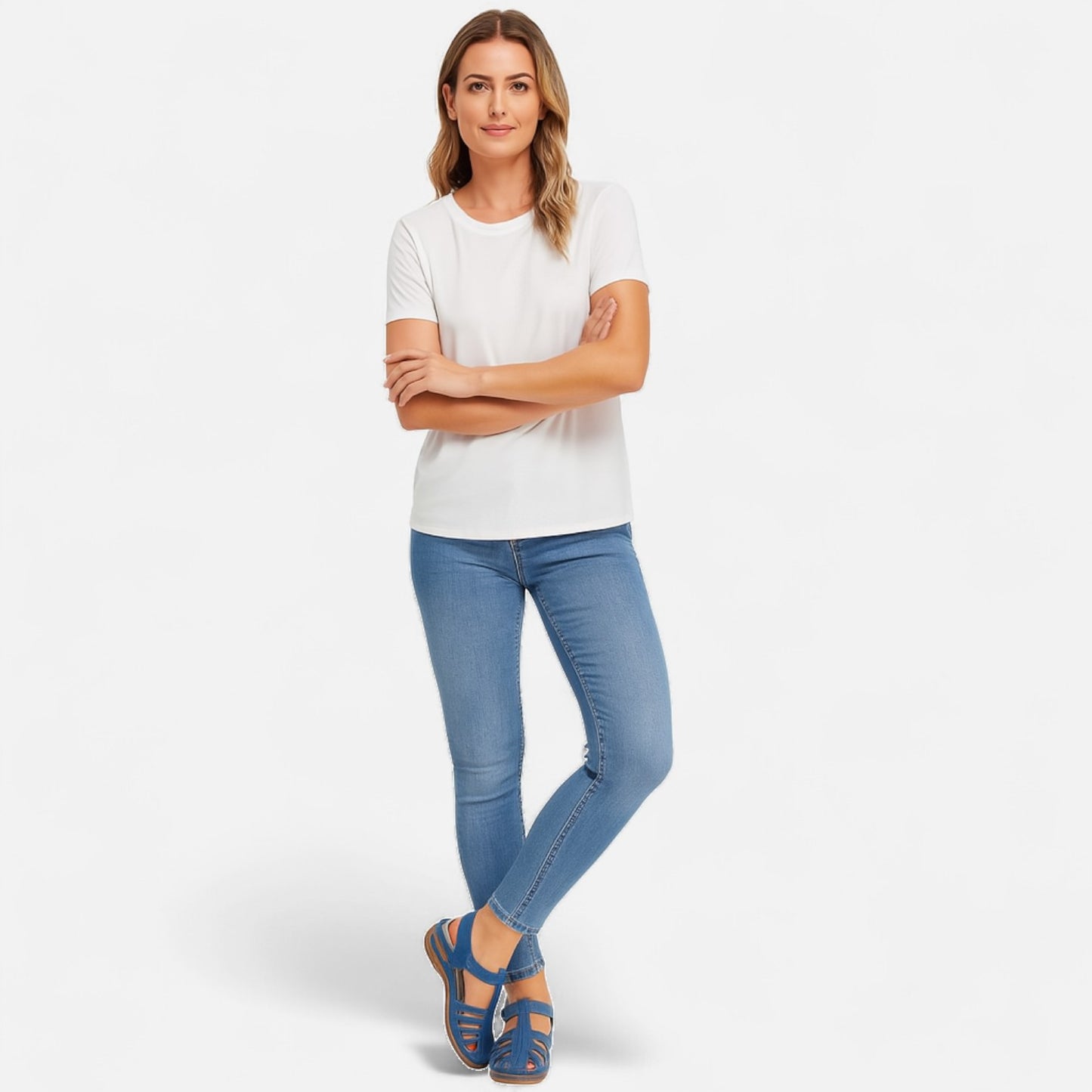 AlignWalk | Women’s Leather Cutout Sandals – Cushioned Wedge, Everyday Breathability