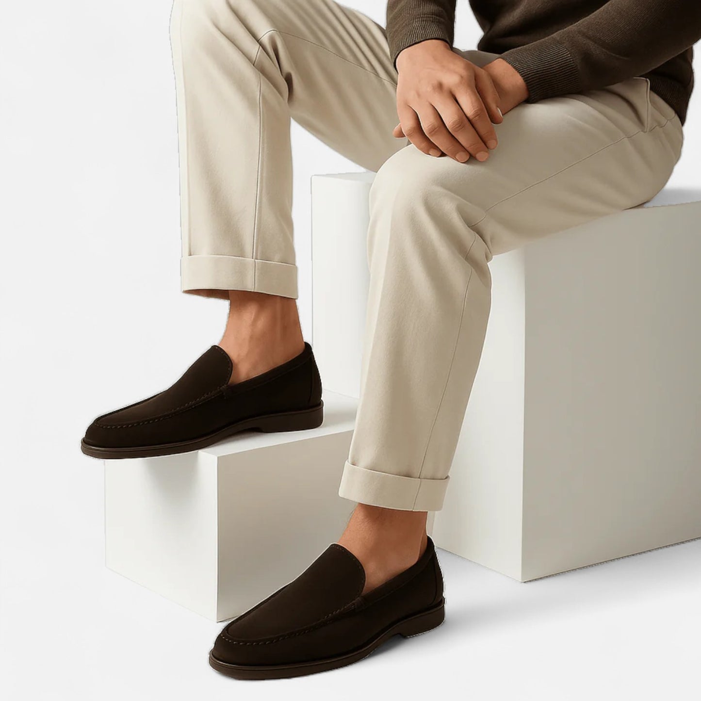 AlignWalk | Men’s Low Suede Loafers – Classic Slip-On, Refined Low Profile