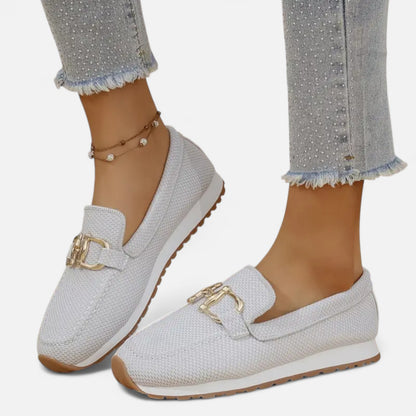 AlignWalk | Women’s Slip-On Loafers – Gold Detail, Lightweight All-Season Comfort